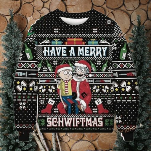 Rick And Morty Merry Schwiftmas All Over Printed Funny Ugly Christmas Sweater