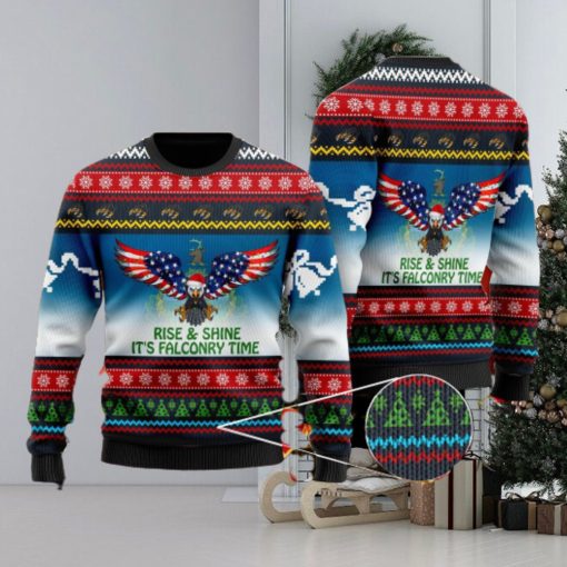 Rise And Shine It’s Falconry Time Vermont Eagle Christmas Xmas Sweater