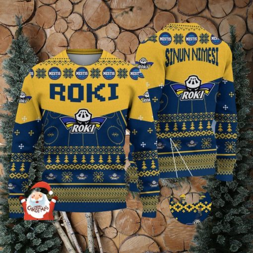 RoKi Hockey 3D Ugly Christmas Sweater Christmas Holiday Gift Custom Name For Men And Women