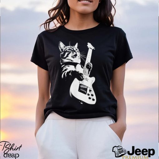 Rock Cat Playing Guitar Classic T Shirt