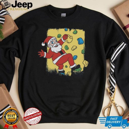 Rock Climbing Santa Funny Christmas Climber Kids T Shirt