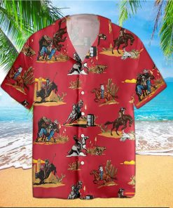 Rodeo Pattern Horse Racing Hawaiian Shirt