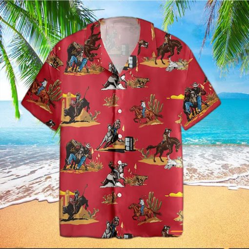 Rodeo Pattern Horse Racing Hawaiian Shirt