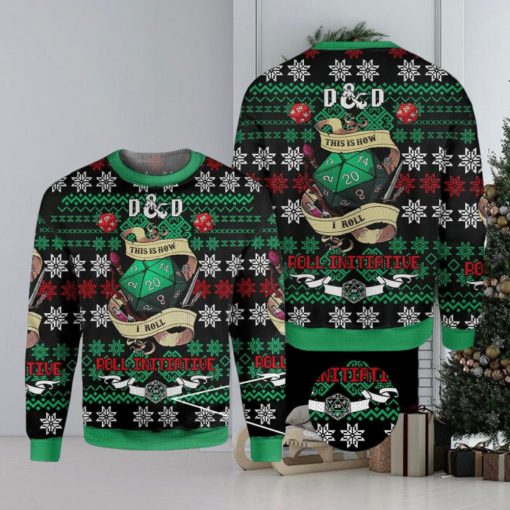 Roll Initiative Dungeons & Dragons Knitted Christmas 3D Sweater For Fans