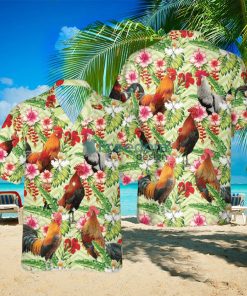 Rooster Hibicus Floral 3D Hawaiian Shirt