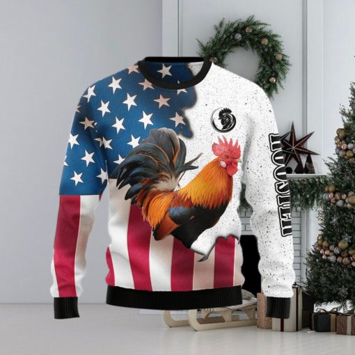 Rooster USA Ugly Christmas Sweater Gift Men Women