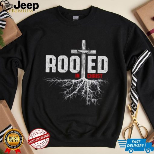 Rooted in Christ womens Christmas t shirt