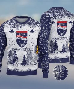 Ross County F.C. SPFL Scottish Snow Fall Pine Ugly sweater