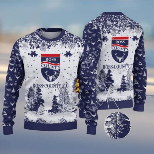 Ross County F.C. SPFL Scottish Snow Fall Pine Ugly sweater