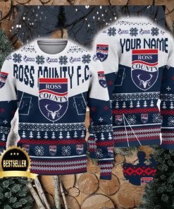 Ross County FC Ugly Christmas Sweater Logo Custom Name Gift Fans