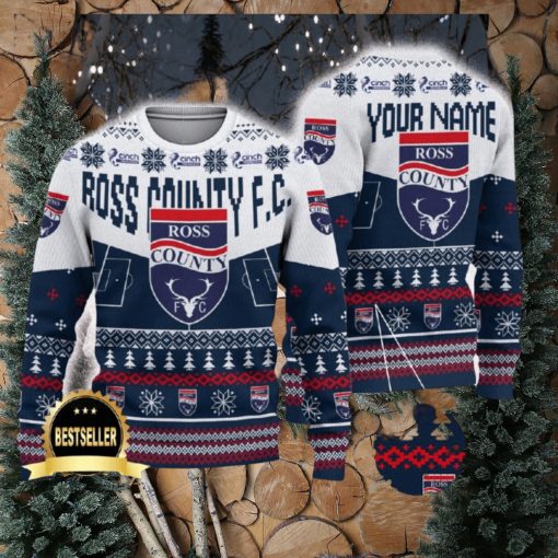 Ross County FC Ugly Christmas Sweater Logo Custom Name Gift Fans