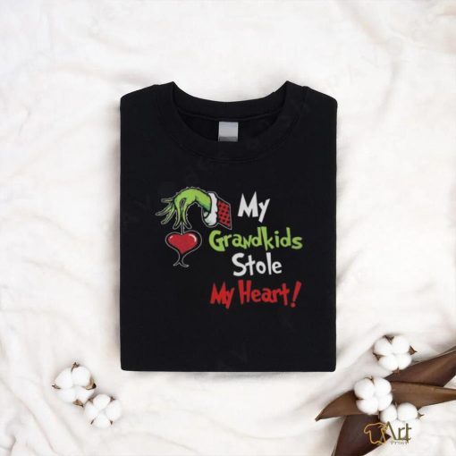 Grinch Hoodie Tshirt Sweatshirt All Over Printed Personalized Green Monster Kids On Sleeves Shirts My Grandkids Stole My Heart Christmas shirt