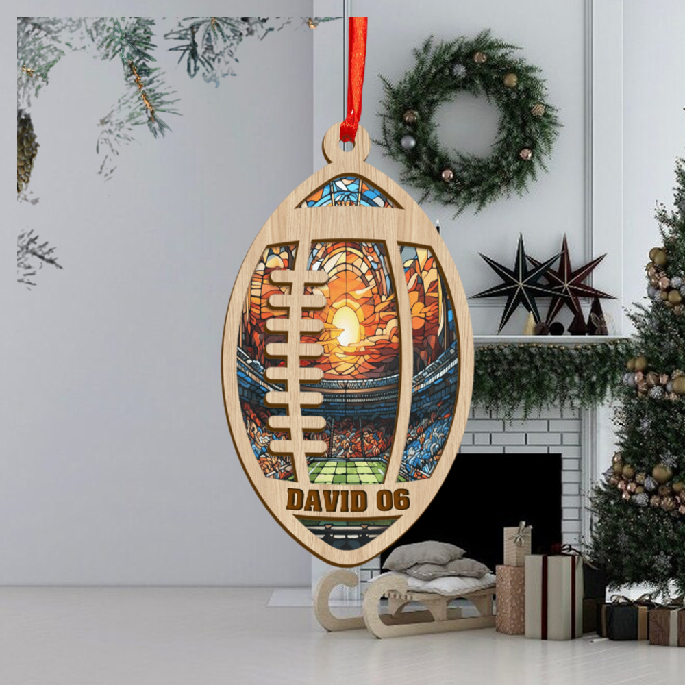 Rugby Ball Personalized Christmas Ornament