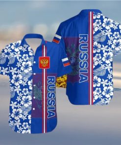 Russia Coat Of Arms Hibiscus Pattern Hawaiian Shirt