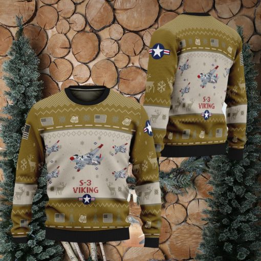S 3 Viking Aircraft S3 Ugly Christmas Sweater New Brown Air Force