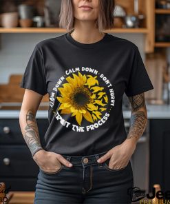 Slow Down Calm Down Trust The Process With Sunflower Motivation Turtle Classic T Shirt