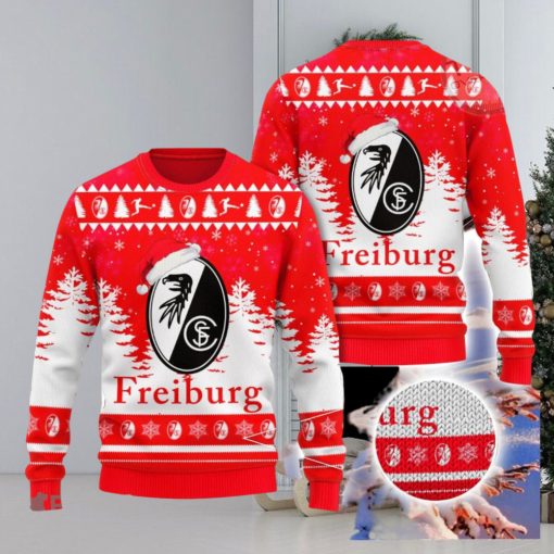 SC Freiburg Logo Wearing Santa Hat 3D Ugly Christmas Sweater Christmas Gift Men And Women 2023 Sweater