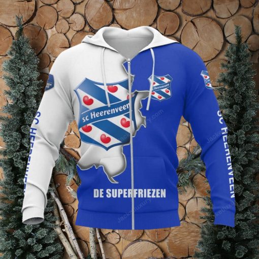 SC Heerenveen Logo Blue White Zip Up Hoodie