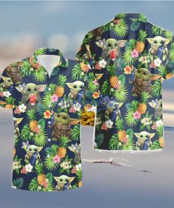 SKYY vodka Baby Yoda Pineapple Tropical Hawaiian Shirt And Shorts Aloha Summer Gift For Men And Women