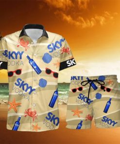 SKYY vodka Funny Seafood Pattern Hawaiian Shirt And Shorts Men And Women Summer Gift