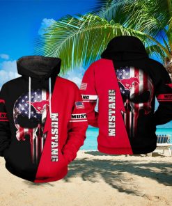 SMU Mustangs NCAA US Flag Skull 3D Printed Hoodie