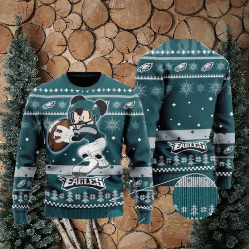 Big Mickey Mouse Playing Philadelphia Eagles Ugly Christmas Sweaters