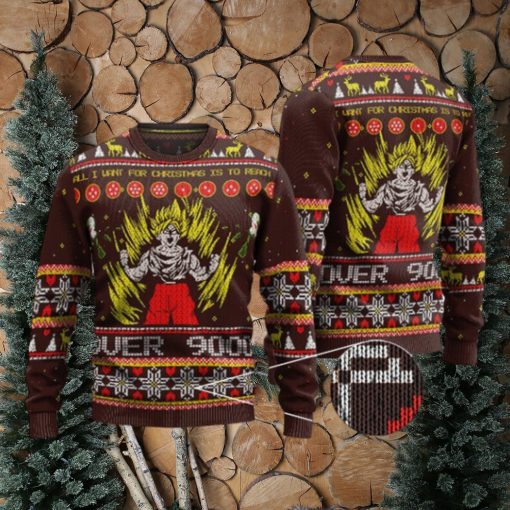 SSJ2 Goku Over 9000 Power Ugly Xmas Sweater