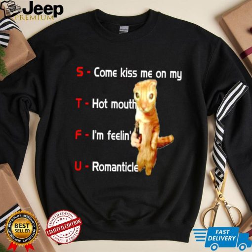 STFU come kiss me on my hot mouth I’m feelin’ romanticle meme shirt