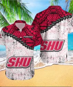 Sacred Heart Pioneers 3D Hawaiian Shirt Grunge Polynesian TattooNCAA Summer Beach For Fans Gift