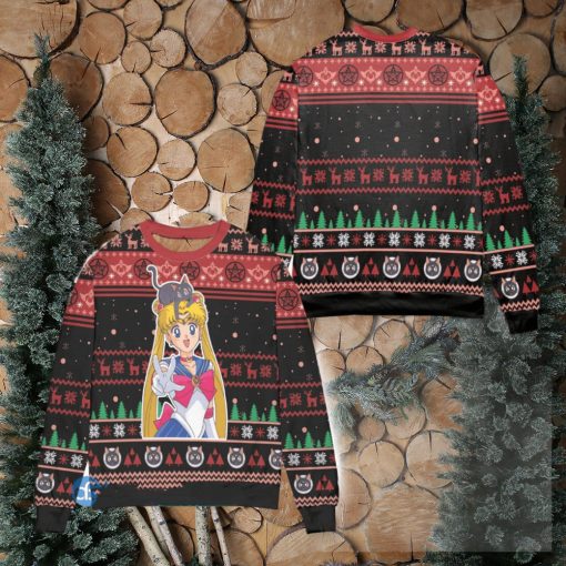 Sailor Moon Snowflake And Pine Tree Ugly Christmas Sweater Christmas Gift For Men And Women