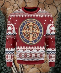 Saint Benedict Medal Ugly Christmas Sweater Impressive Gift For Men And Women