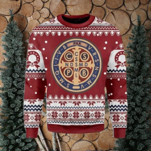 Saint Benedict Medal Ugly Christmas Sweater Impressive Gift For Men And Women