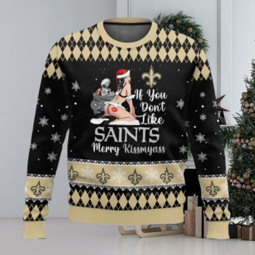 Saints Football Merry Kissmyass Ugly Christmas Sweater