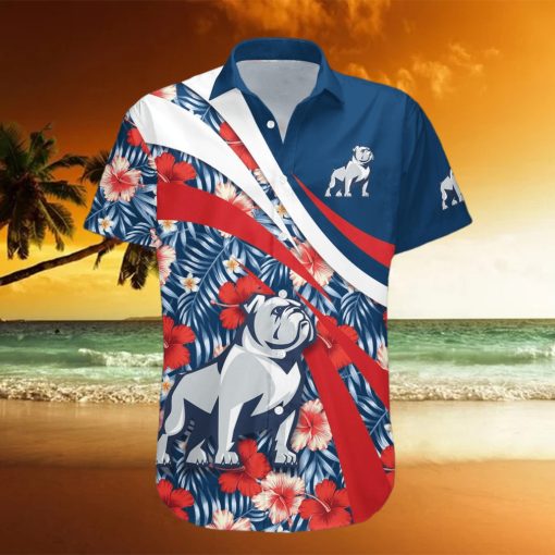 Samford Bulldogs 3D Hawaiian Shirt Hibiscus Sport Style NCAA Summer Beach hawaiian shirt