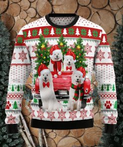 Samoyed Red Truck Ugly Christmas Sweater Gift Men Women