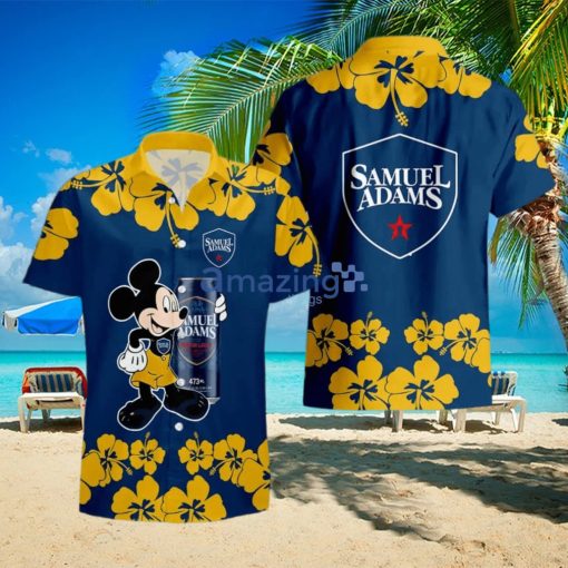 Samuel Adams Funny Mickey Mouse Hibicus Flower Hawaiian Shirt