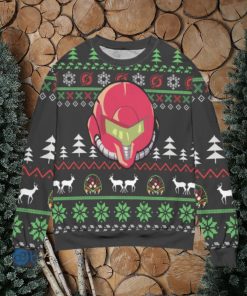 Samus Aran Helmet Pine Tree Pattern Ugly Christmas Sweater Christmas Gift For Men And Women