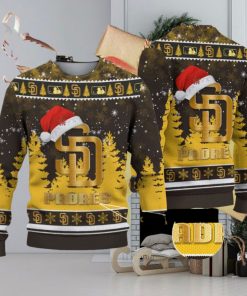 San Diego Padres Logo Golden Fans Santa Hat Tree Ugly Xmas 3D Sweater