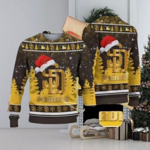 San Diego Padres Logo Golden Fans Santa Hat Tree Ugly Xmas Ugly Sweater