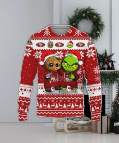 San Francisco 49ers Baby Groot And Grinch Best Friends Football American Ugly Christmas Sweater