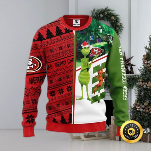 San Francisco 49ers Christmas Ugly Sweater Grinch And Scooby Doo Show Your Team Spirit