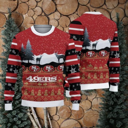 San Francisco 49ers Fans Reindeers Pattern Ugly Christmas Sweater Gift