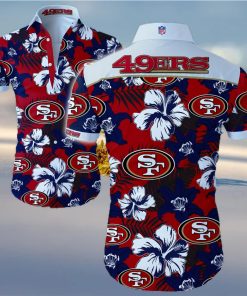 San Francisco 49ers Logo Dark Shirt Hawaiian Summer Beach Shirt Full Print