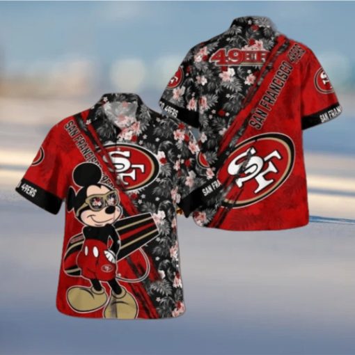 San Francisco 49ers Mickey Mouse Floral Short Sleeve Hawaii Shirt, San Francisco 49ers Team Gifts