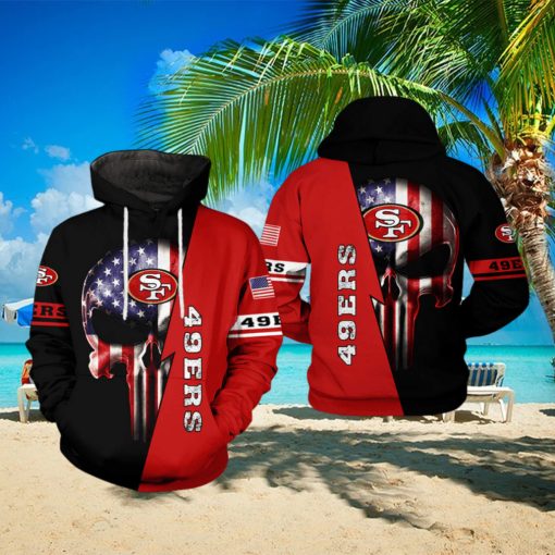 San Francisco 49ers NFL US Flag Skull Team 3D Printed Hoodie