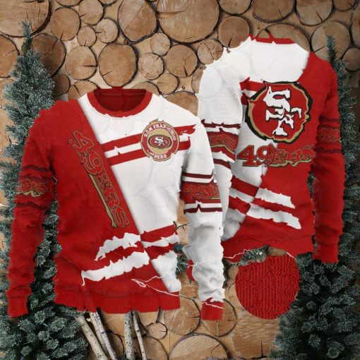 San Francisco 49ers Sweater All Over Print 3D Red White Ugly Christmas Sweater