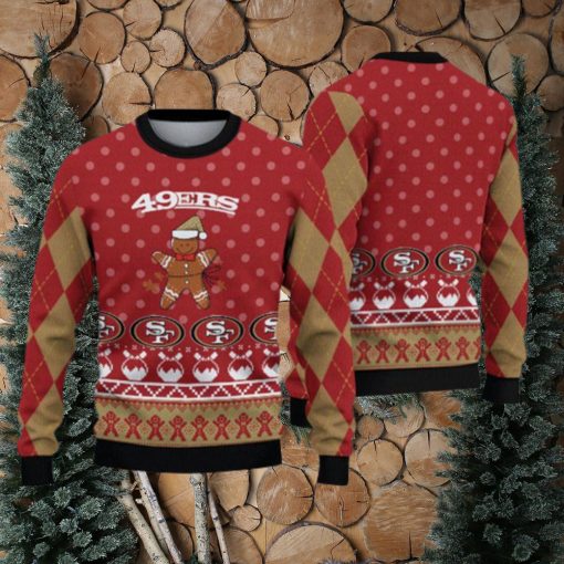 San Francisco 49ers Ugly Christmas Gingerbread Man Xmas Sweater Joyful Gift Mens Women