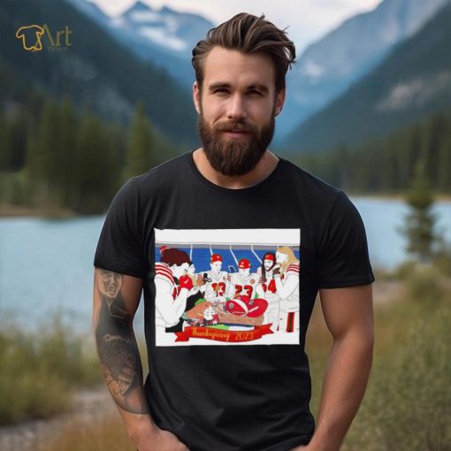 San Francisco 49ers cartoon party Thanksgiving 2023 shirt