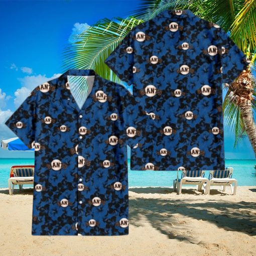 San Francisco Giants Black Dark Blue Hibiscus Black Background 3D Hawaiian Shirt Gift For Fans