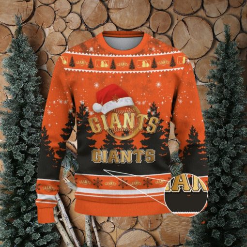 San Francisco Giants Logo Wearing Santa Hat Trending Christmas Gift AOP Ugly Christmas Sweater Men Women Winter Gift